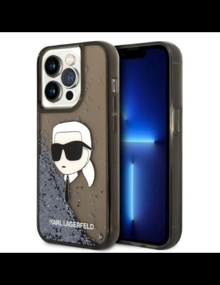 Karl Lagerfeld KLHCP14XLNKHCK Apple iPhone 14 Pro Max black hardcase Glitter NFT Karl Head