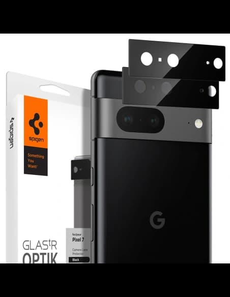 Gehärtetes Glas für die Spigen Optik.tr Kamera Schutz Google Pixel 7 Schwarz [2 PACK]