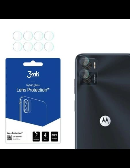 Hybriertes Glas für die Kameraobjektiv 3MK Lens Protect Motorola Moto E22 [4 PACK]