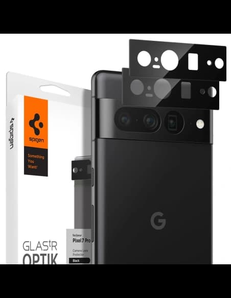 Gehärtetes Glas für Spigen Optik.tr Kamera Schutz Google Pixel 7 Pro Schwarz [2 PACK]