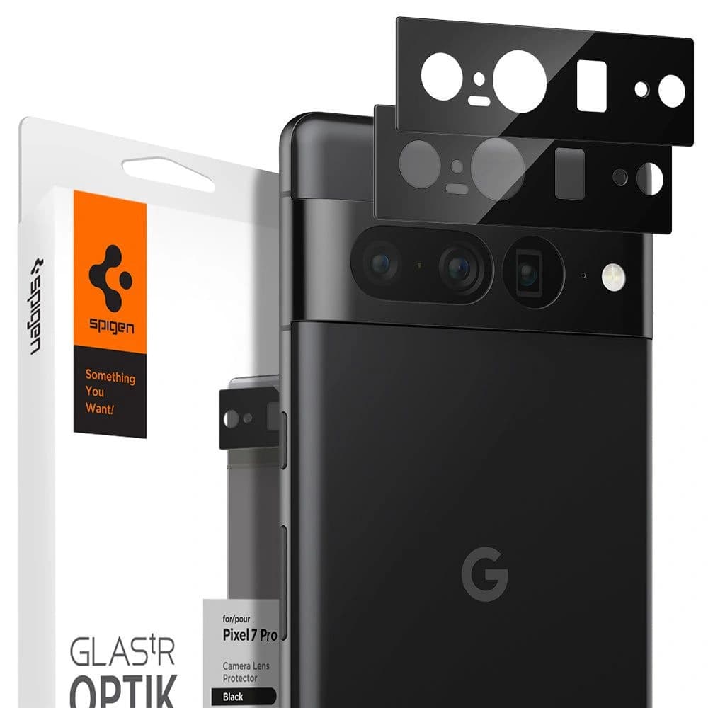 Gehärtetes Glas für Spigen Optik.tr Kamera Schutz Google Pixel 7 Pro Schwarz [2 PACK] - 1