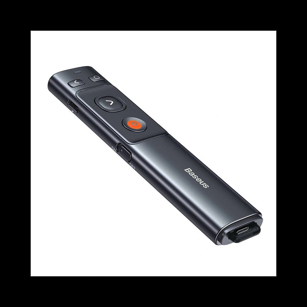 Multifunktionsfernbedienung Baseus Orange Dot für Präsentationen, mit grünem Laserpointer, akkubetrieben (grau) - 3