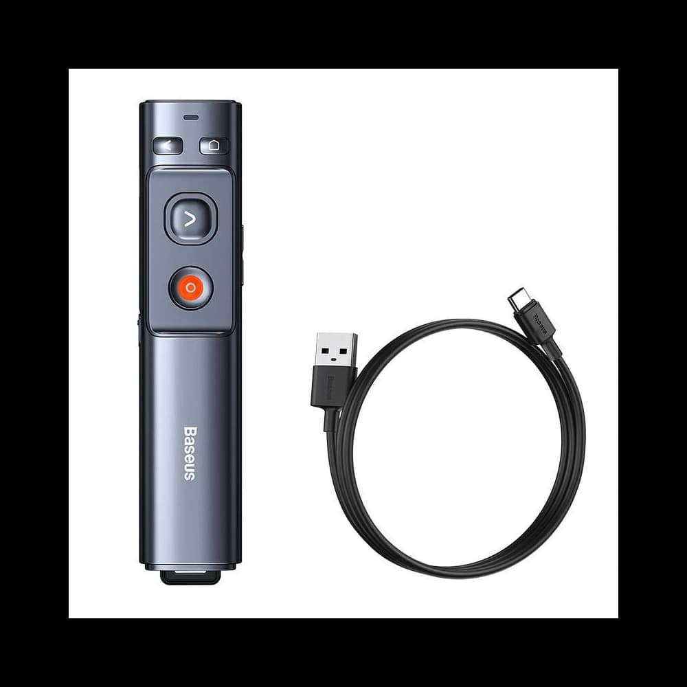 Multifunktionsfernbedienung Baseus Orange Dot für Präsentationen, mit grünem Laserpointer, akkubetrieben (grau) - 6