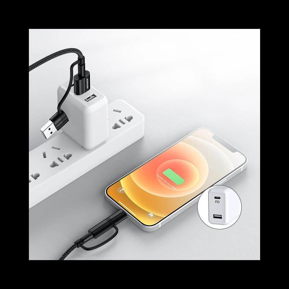 Kabel Joyroom 4w1 USB-C/USB-A - USB-C/Lithtning Quick Charge Power Delivery 3 A 60 W 1,2 m grün (S-1230G3) - 2