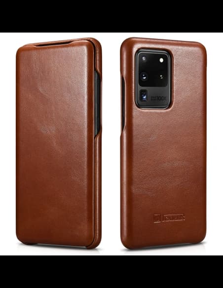 iCarer Curved Edge Vintage Folio Samsung Galaxy S20 Ultra brown