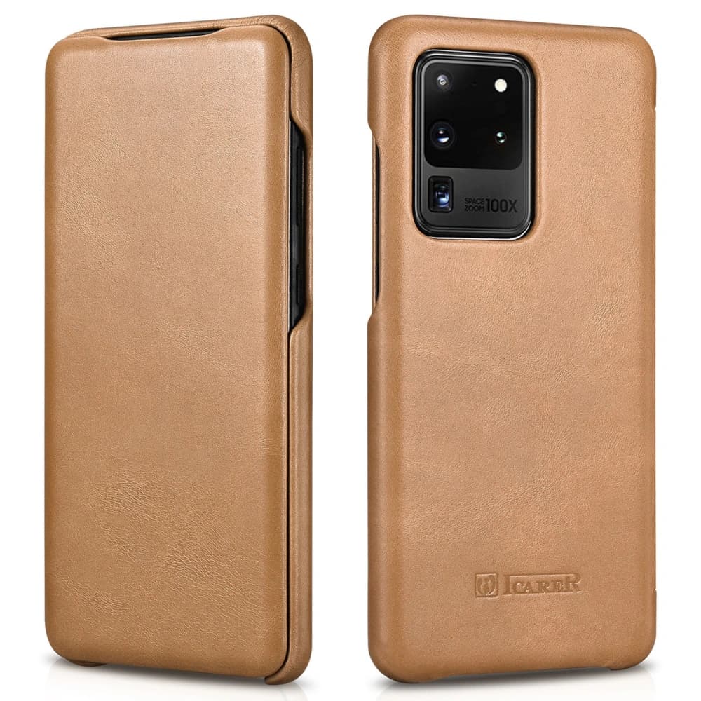 Etui iCarer Görbe Szélű Vintage Folio Samsung Galaxy S20 Ultra khaki - 1