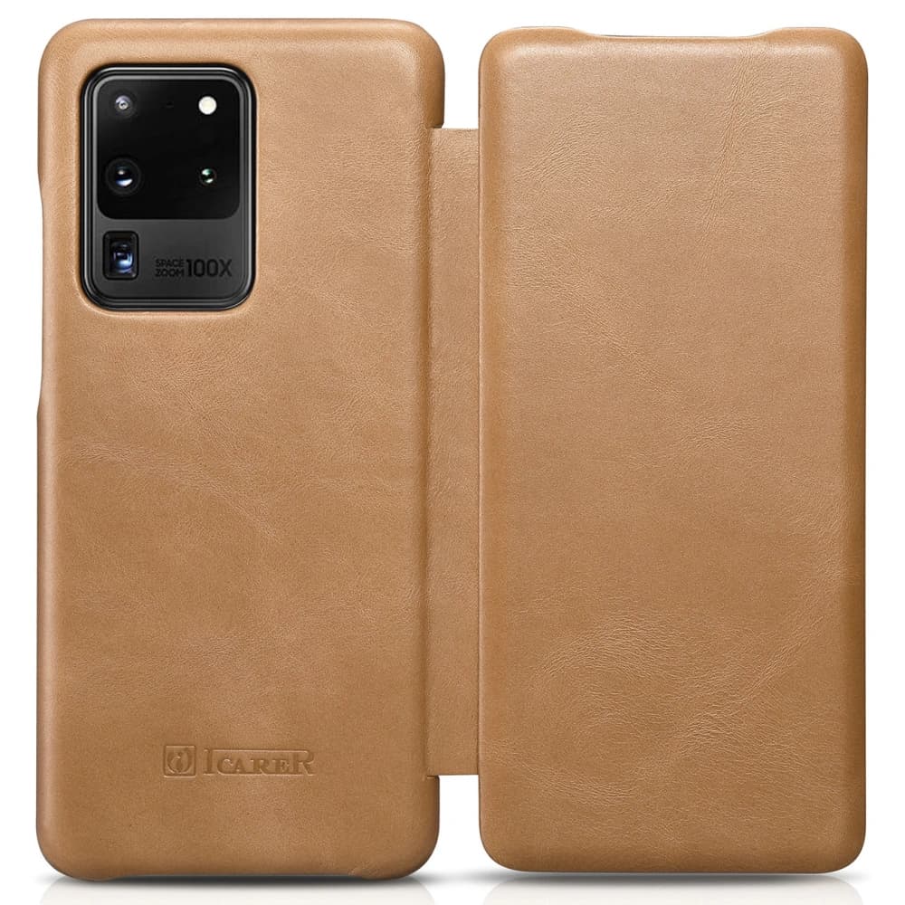 Etui iCarer Görbe Szélű Vintage Folio Samsung Galaxy S20 Ultra khaki - 8