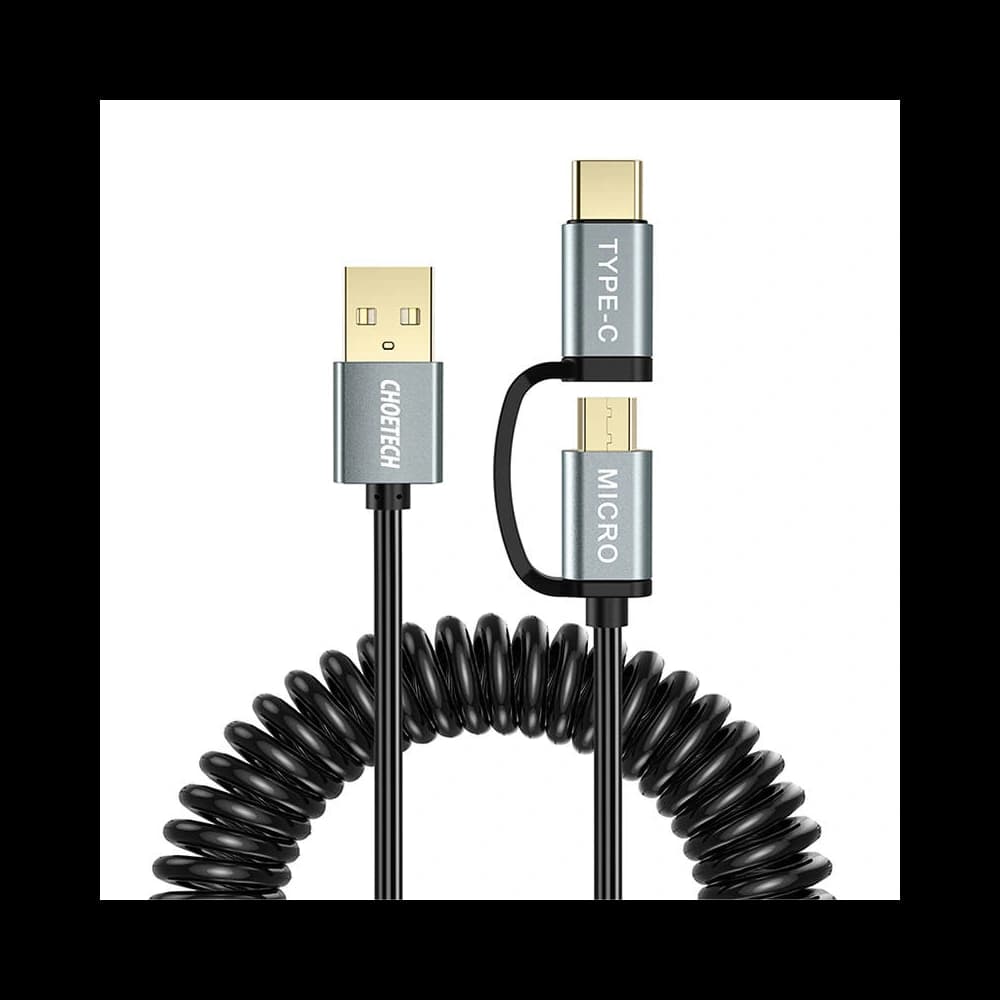 Kábel Choetech XAC-0012-101BK 2in1 USB-A/USB-C - microUSB (fekete) - 1