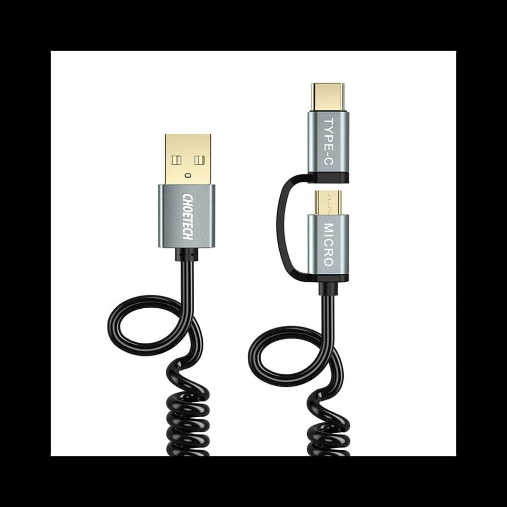 Kábel Choetech XAC-0012-101BK 2in1 USB-A/USB-C - microUSB (fekete) - 2