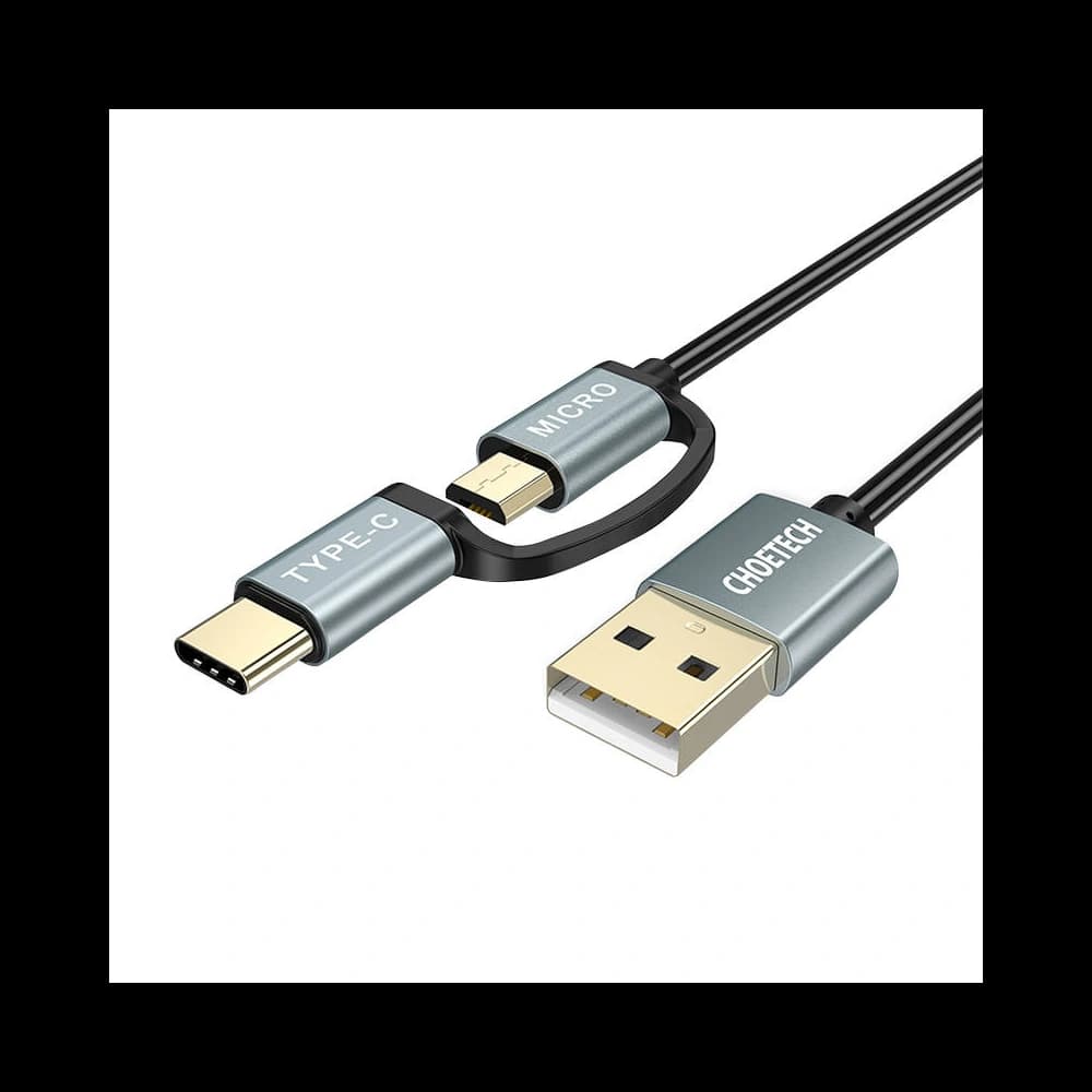 Kábel Choetech XAC-0012-101BK 2in1 USB-A/USB-C - microUSB (fekete) - 3