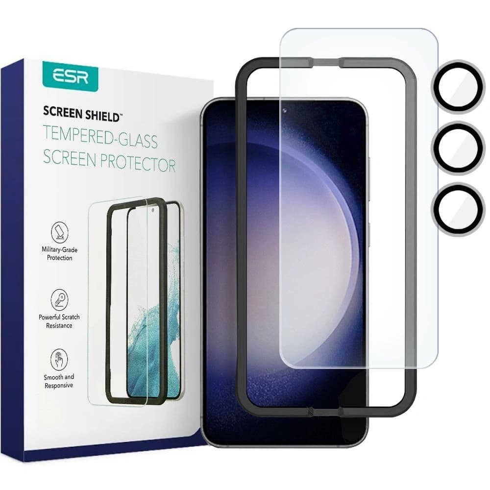 Tvrzené sklo + na objektivy fotoaparátu ESR Protector Set Samsung Galaxy S23 Clear [2+2 PACK] - 1