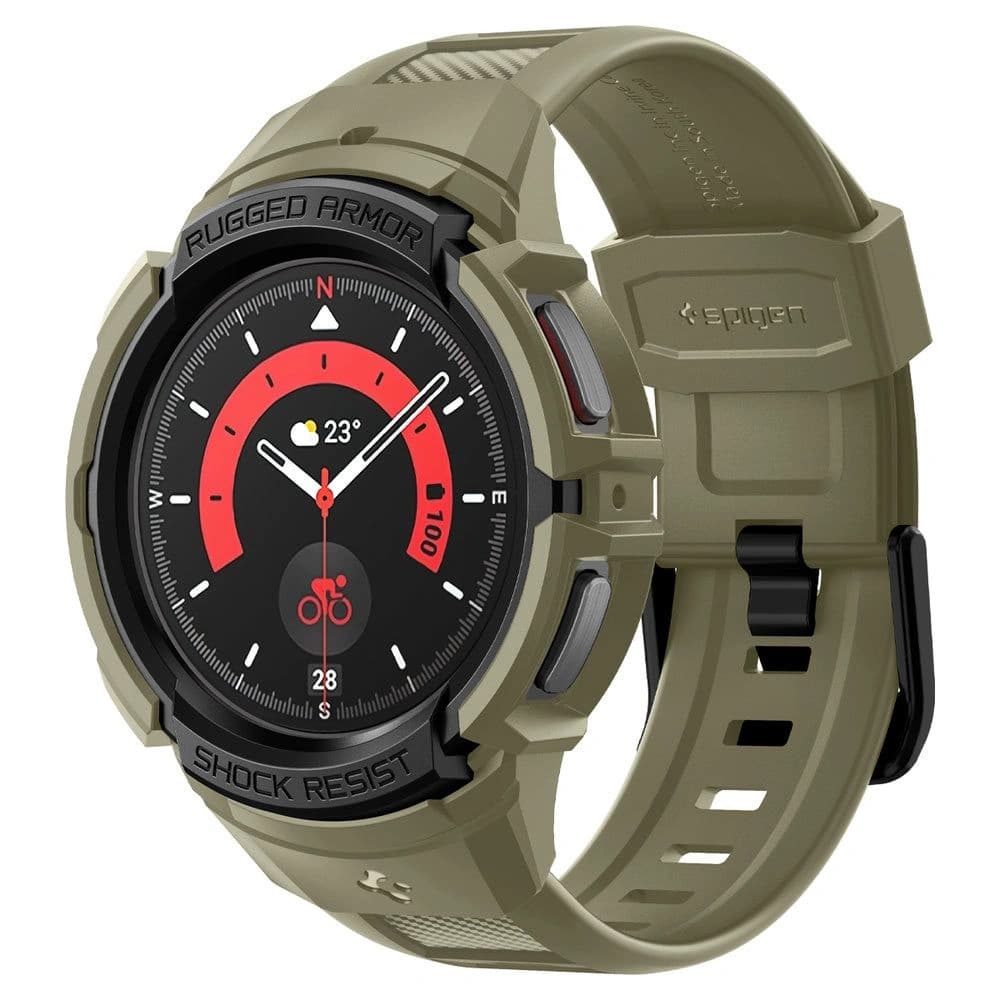 Spigen Samsung Armband + Gehäuse Rugged Armor Pro Galaxy Watch 5 Pro 45mm Vintage Khaki