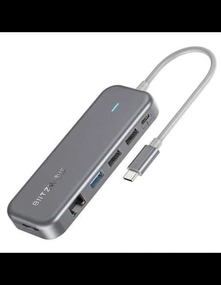 Adapter 11w1 HUB USB-C Blitzwolf BW-TH11 HDMI x2, USB3.0, USB2.0 x2, SD/TF, VGA, USB-C x2 și RJ45