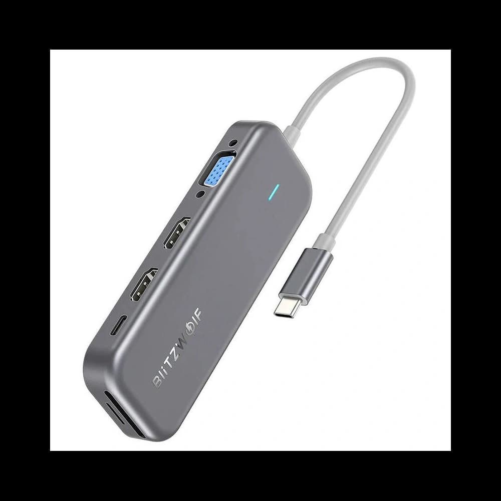 Adapter 11w1 HUB USB-C Blitzwolf BW-TH11 HDMI x2, USB3.0, USB2.0 x2, SD/TF, VGA, USB-C x2 și RJ45 - 2