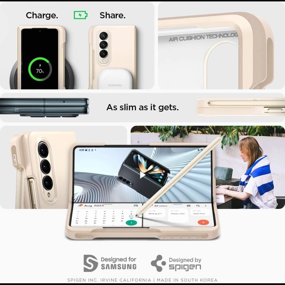 Spigen Samsung Fall dünn Fit Pen Galaxy Z Fold 4 Perlen Elfenbein - 6