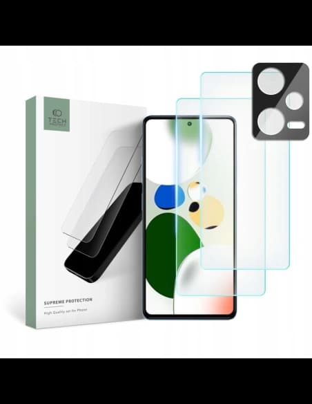 Sticlă securizată + pentru obiectivele aparatului Tech-Protect Supreme Set Xiaomi Redmi Note 12 5G/POCO X5 5G Clear [2+1 PACK]