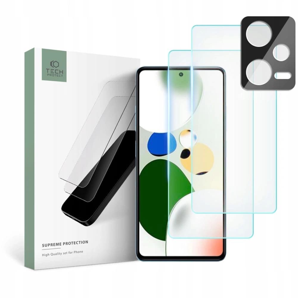Sticlă securizată + pentru obiectivele aparatului Tech-Protect Supreme Set Xiaomi Redmi Note 12 5G/POCO X5 5G Clear [2+1 PACK] - 1