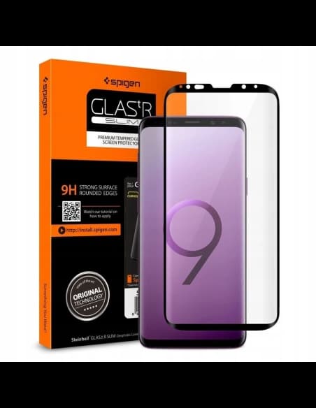 Edzett üveg Spigen GLAS.tR Case Friendly Galaxy S9+ Plus Fekete