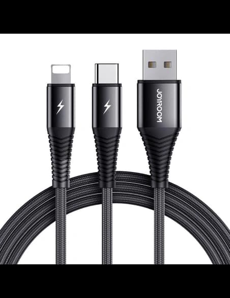 Kabel Joyroom S-1230G12 2w1 USB-A/USB-C - Lightning 3A 1.2m (czarny)