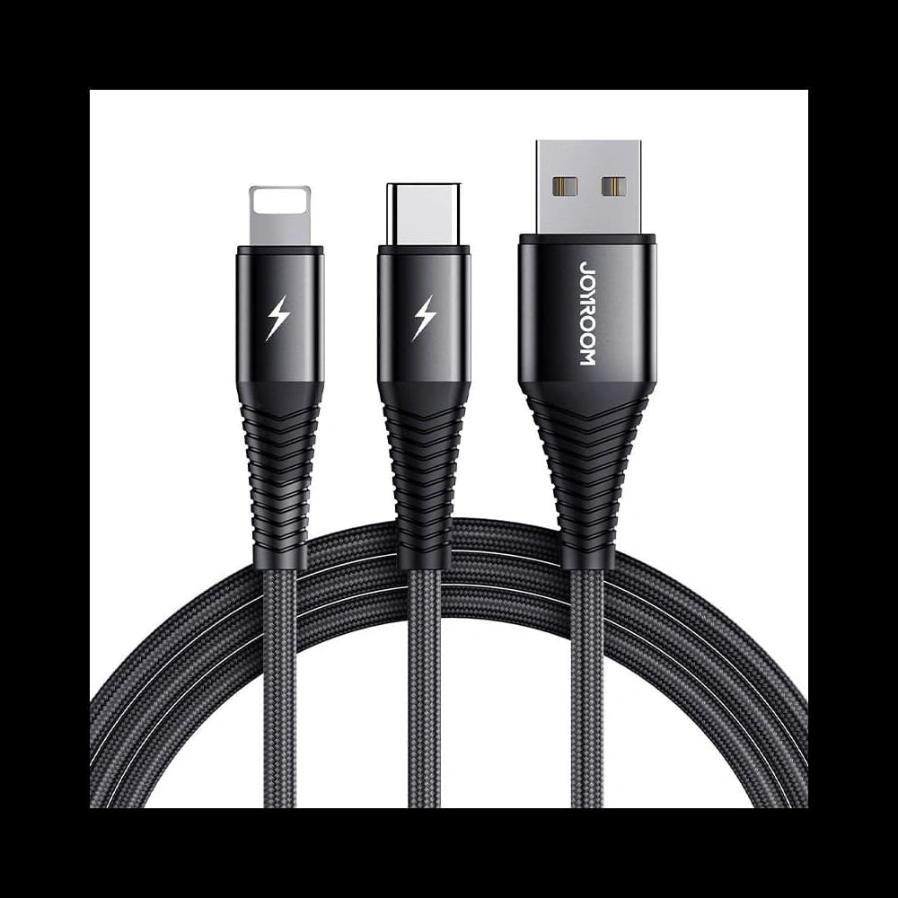 Cablu Joyroom S-1230G12 2w1 USB-A/USB-C - Lightning 3A 1.2m (negru) - 1