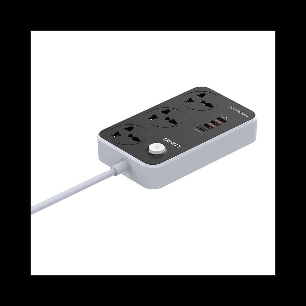 Power strip with 3 AC outlets, 4x USB, LDNIO SC3412, 2500W (gray) - 5