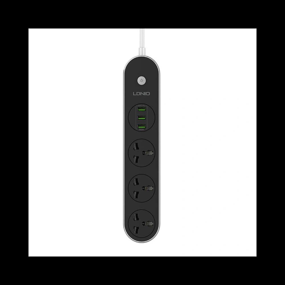 3 aljzatos AC tápelosztó, 3x USB, LDNIO SC3301, 2500W (szürke) - 1