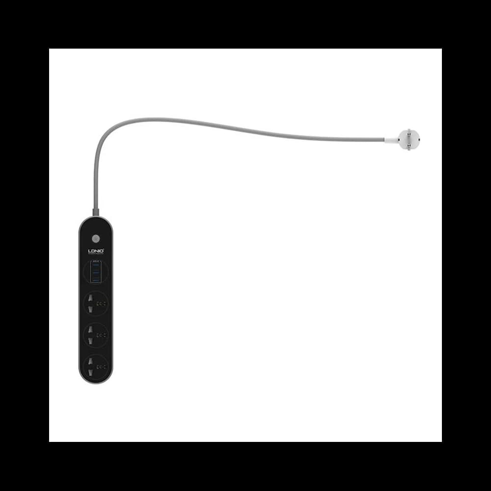 3 aljzatos AC tápelosztó, 3x USB, LDNIO SC3301, 2500W (szürke) - 2