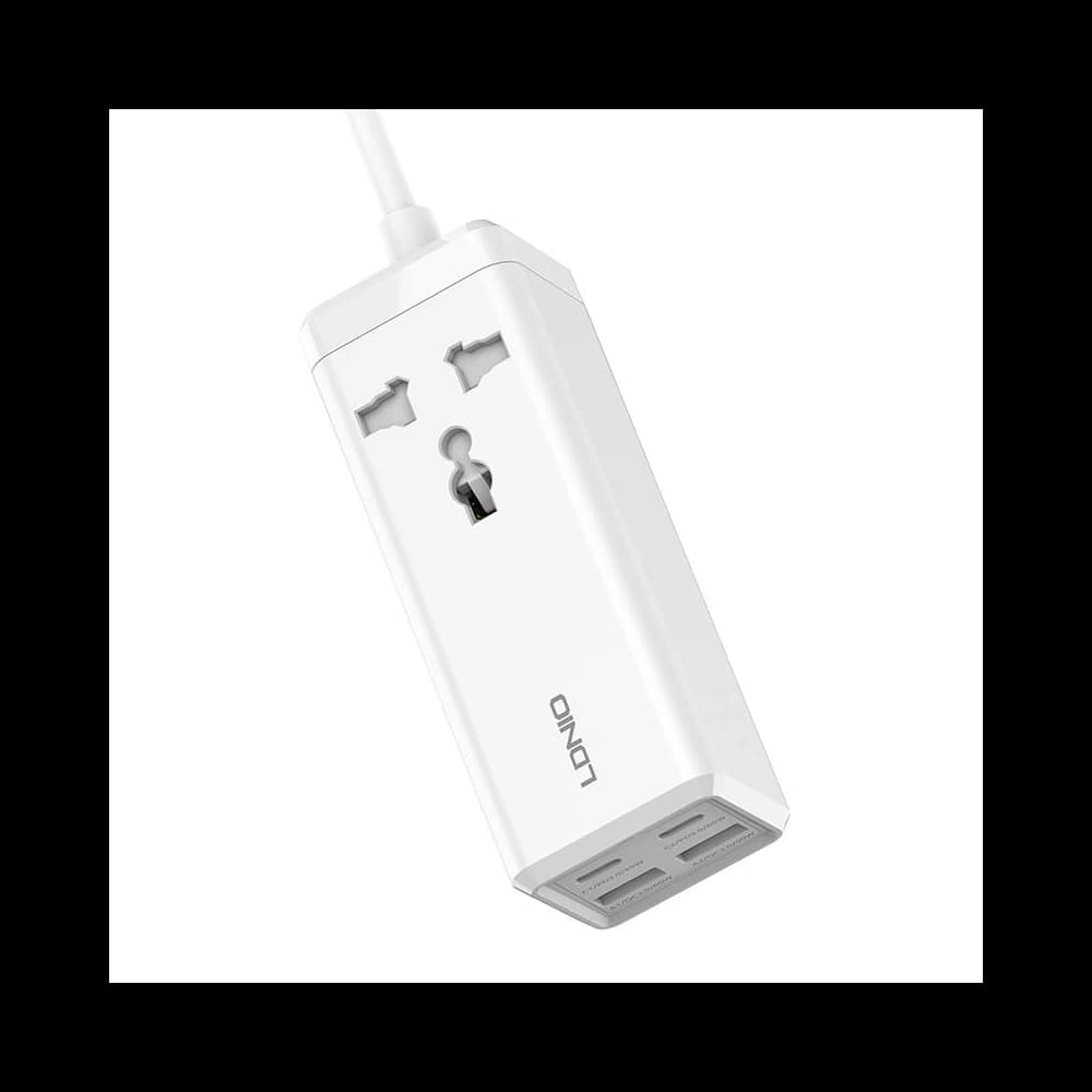 LDNIO SC1418 power strip with 1 AC outlet, 2x USB, 2x USB-C, 2500W (white) - 1