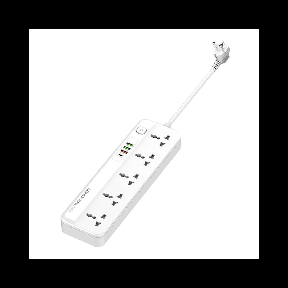 Power strip with 5 AC outlets, 3x USB, USB-C, LDNIO SC5415, 2500W (white) - 1