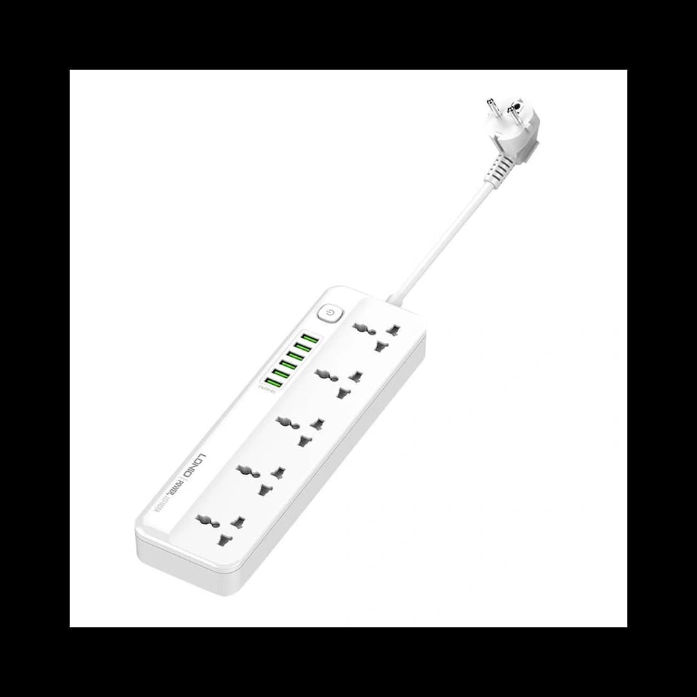 Power strip with 5 AC outlets, 6x USB LDNIO SC5614, 2500W (white) - 1