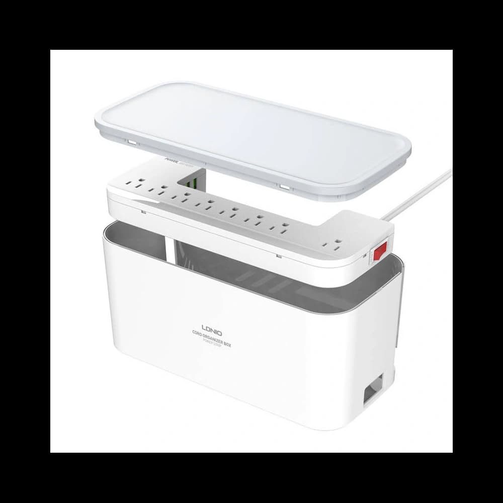 LDNIO SN5309W power strip with organizer, 5x AC, 3x USB, 2500W (white) - 1