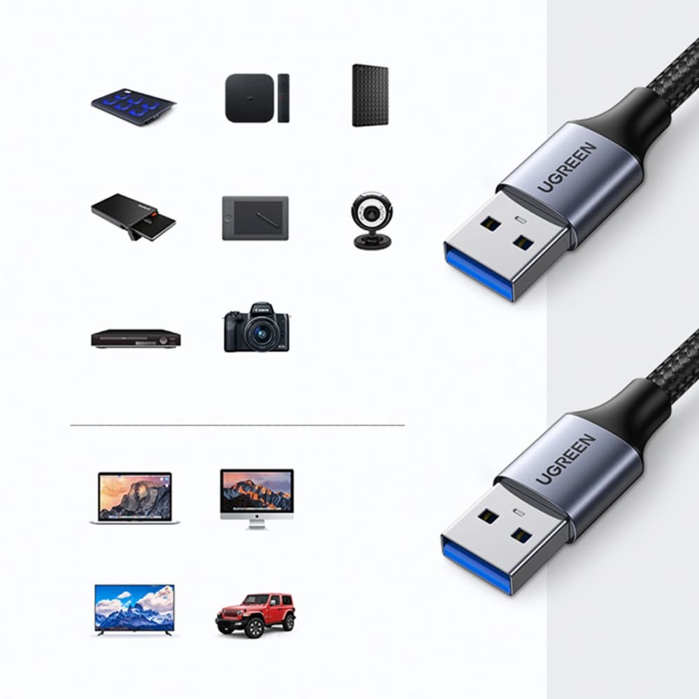 UGREEN US373 USB-A/USB-A 3.0 5Gb/s 2m szürke kábel - 2