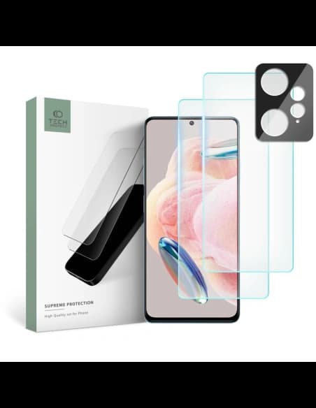 Tech-Protect Xiaomi Gehärtetes Glas + für Kameralinsen Supreme Set Redmi Note 12 LTE Klar [2+1 PACK]