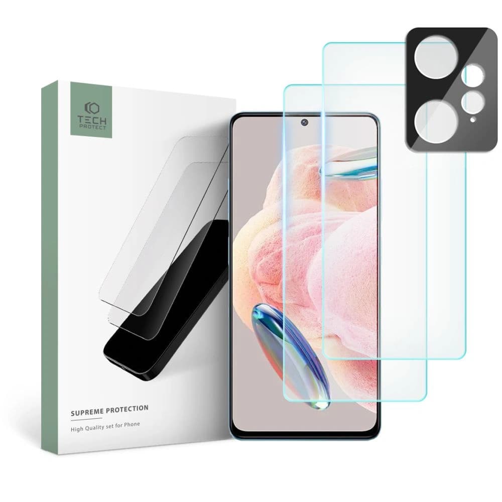 Tech-Protect Xiaomi Gehärtetes Glas + für Kameralinsen Supreme Set Redmi Note 12 LTE Klar [2+1 PACK] - 1
