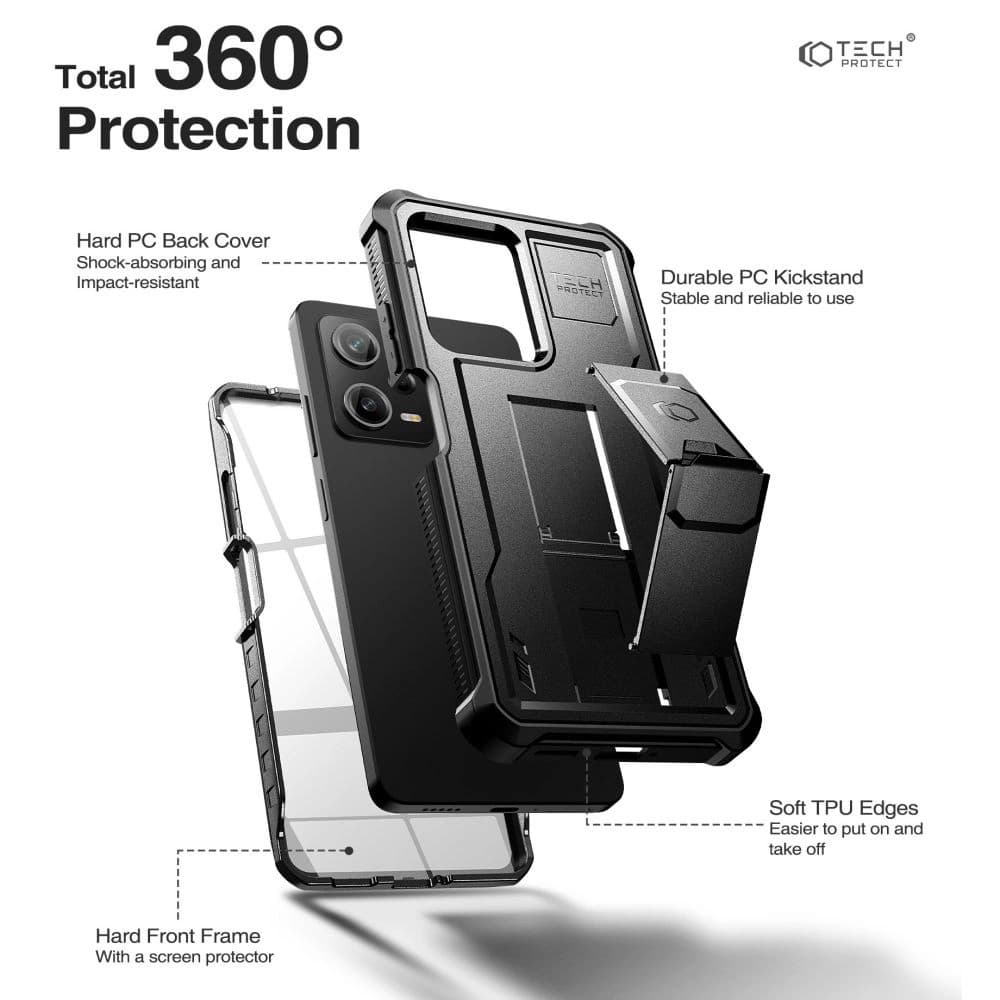 Tech-Protect Xiaomi Tasche Kevlar Pro Redmi Note 12 Pro 5G/POCO X5 Pro 5G Schwarz - 4