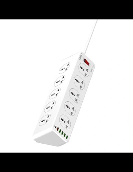 Listwa zasilająca LDNIO SC10610 10x AC, 5x USB-A, 1x USB-C, 2500W, 2m (biała)