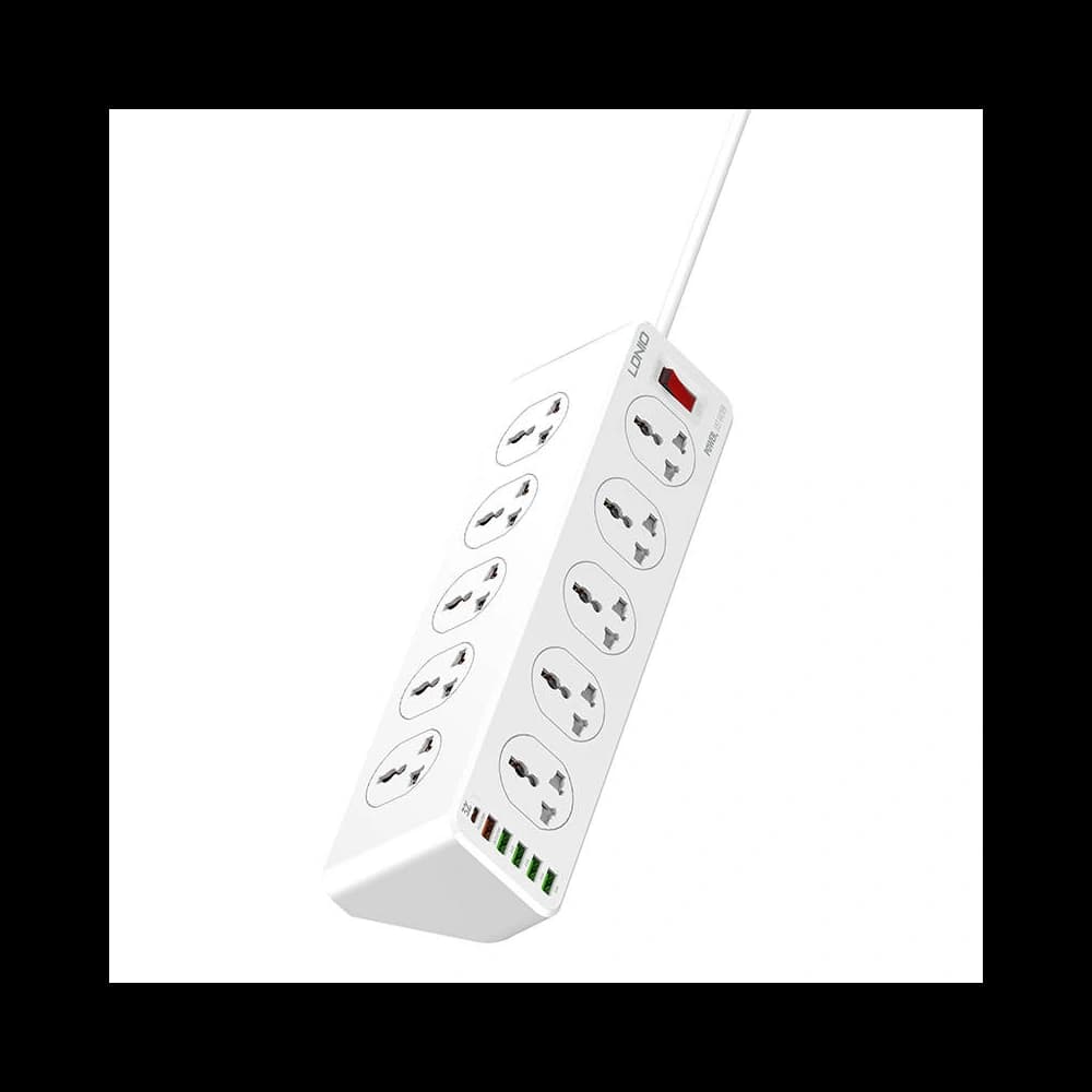 Tápellátó elosztó LDNIO SC10610 10x AC, 5x USB-A, 1x USB-C, 2500W, 2m (fehér) - 1