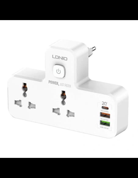 Listwa zasilająca LDNIO SC2311 2x AC, 2USB, USB-C, 2500W z lampką nocną (biała)