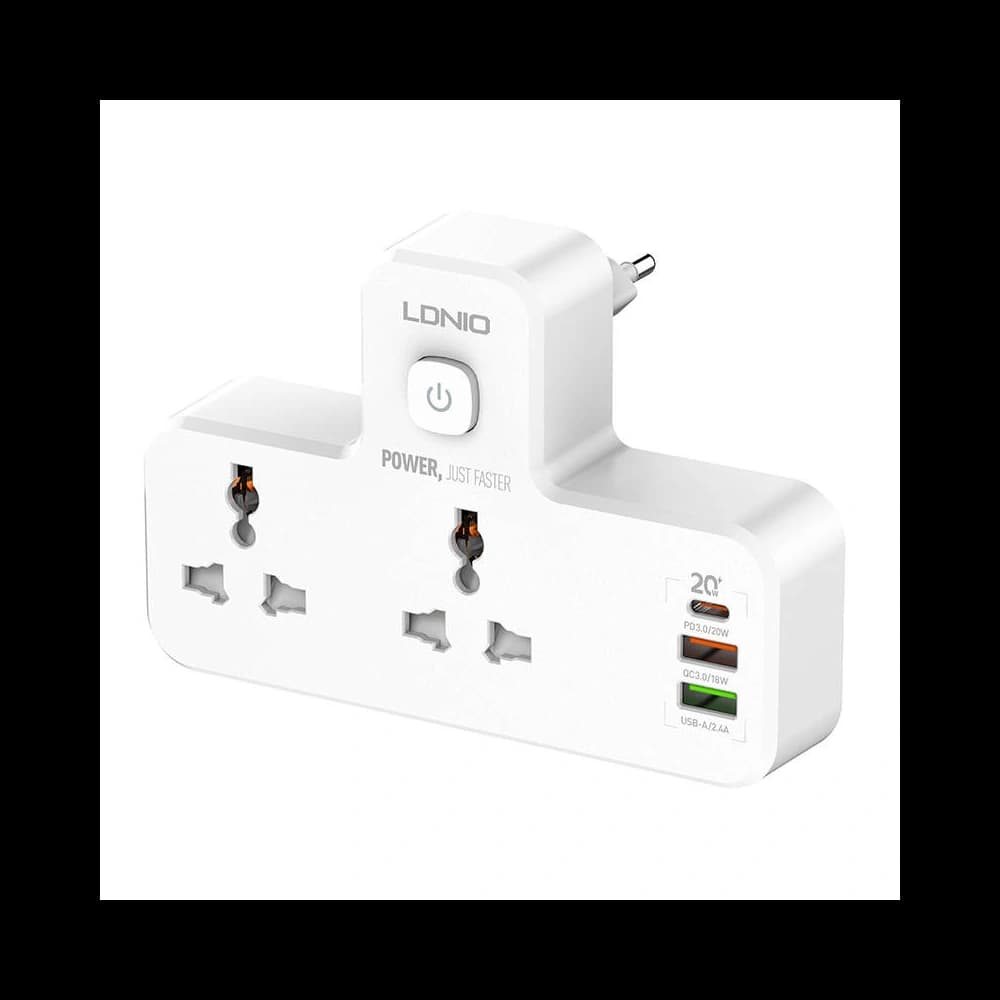 LDNIO SC2311 Power Strip 2x AC, 2USB, USB-C, 2500W with night lamp (white) - 1