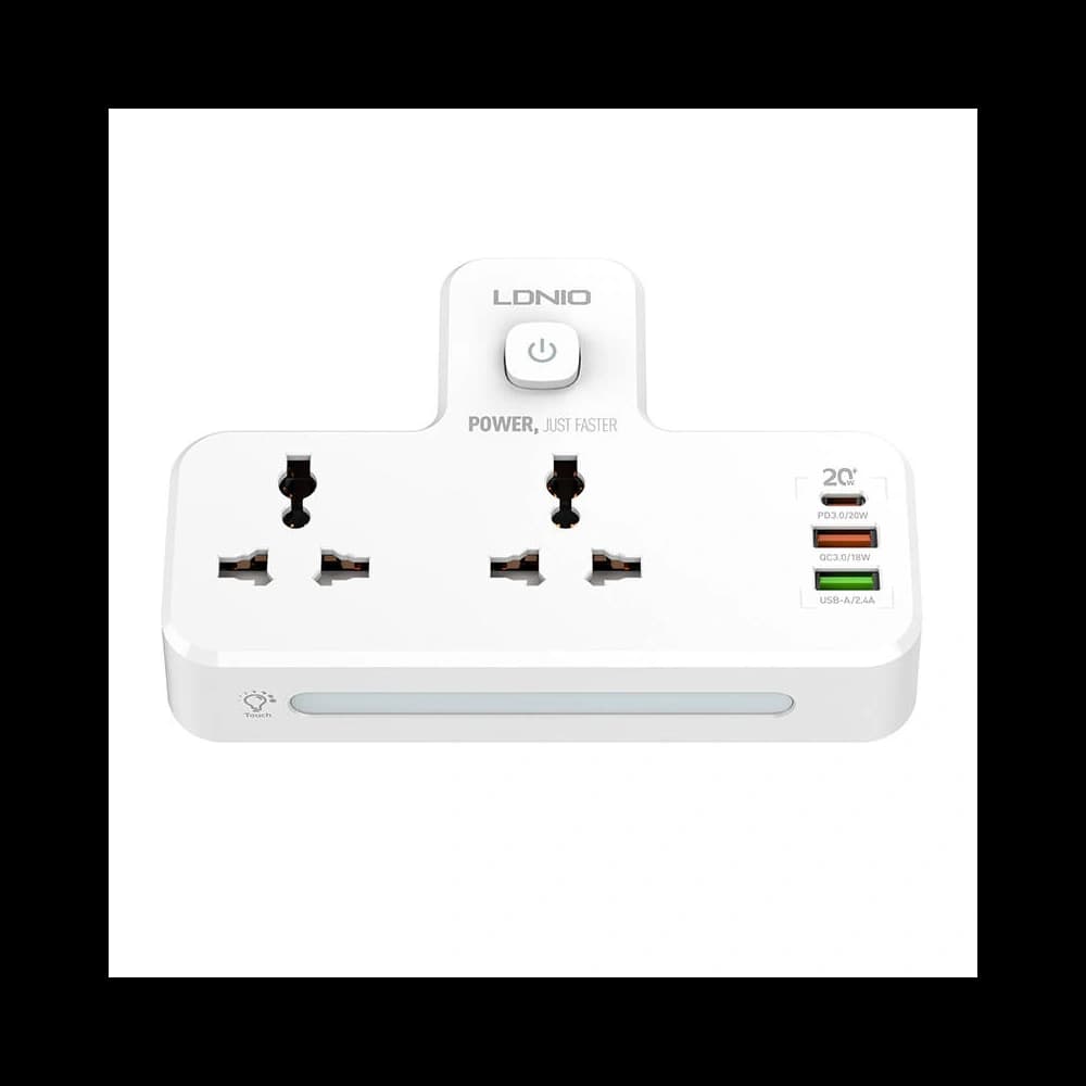 LDNIO SC2311 Power Strip 2x AC, 2USB, USB-C, 2500W with night lamp (white) - 2