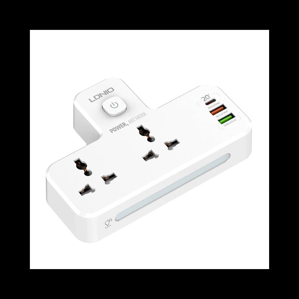 LDNIO SC2311 Power Strip 2x AC, 2USB, USB-C, 2500W with night lamp (white) - 5