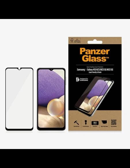 PanzerGlass Samsung Gehärtetes Glas E2E Regular Galaxy A12/A23/M23 5G/M33 5G Case Friendly schwarz/schwarz