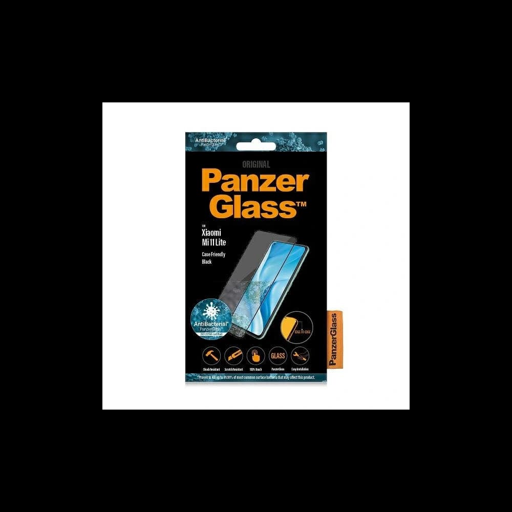 Tvrzené sklo PanzerGlass E2E Regular Xiaomi Mi 11 Lite 5G Case Friendly Antibakteriální černé/black - 3