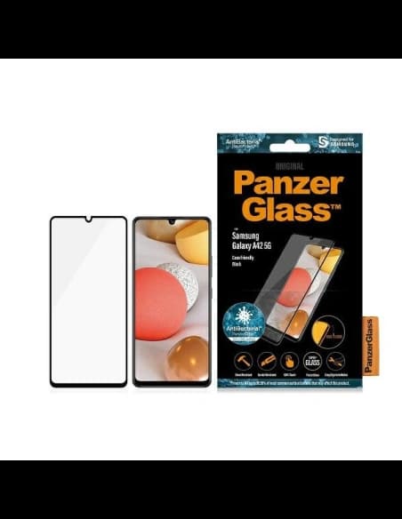 Tvrzené sklo PanzerGlass E2E Super+ Samsung Galaxy A42 5G Case Friendly AntiBacterial černé/black