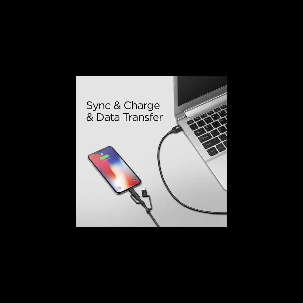 Spigen C10I3 3w1 USB-C, Lightning & microUSB Kábel 150cm Fekete - 4