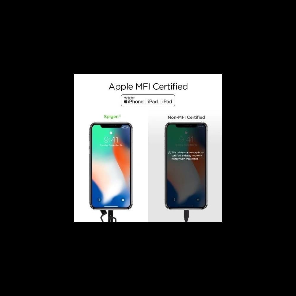 Spigen C10I3 3w1 USB-C, Lightning & microUSB Kábel 150cm Fekete - 7
