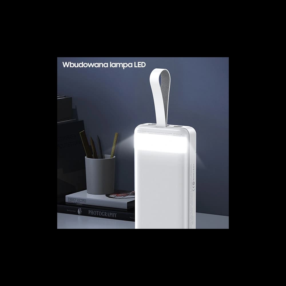 AWEI P141K 40000mAh 22.5W powerbank fekete/black 3xUSB/PD/Lightning kijelző + LED lámpa - 8