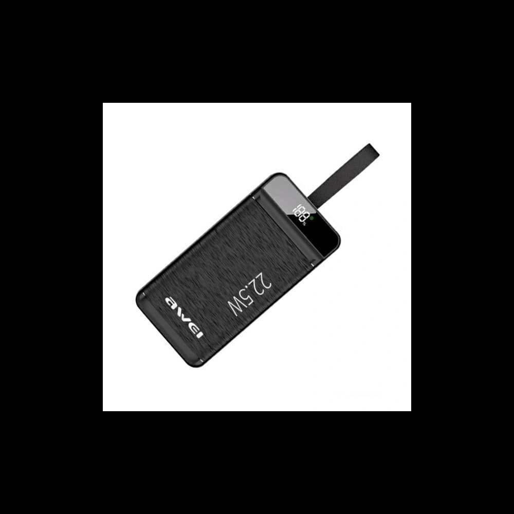 Powerbank AWEI P142K 50000mAh 22.5W negru/black 3xUSB/PD/Lightning display + lampă LED - 1