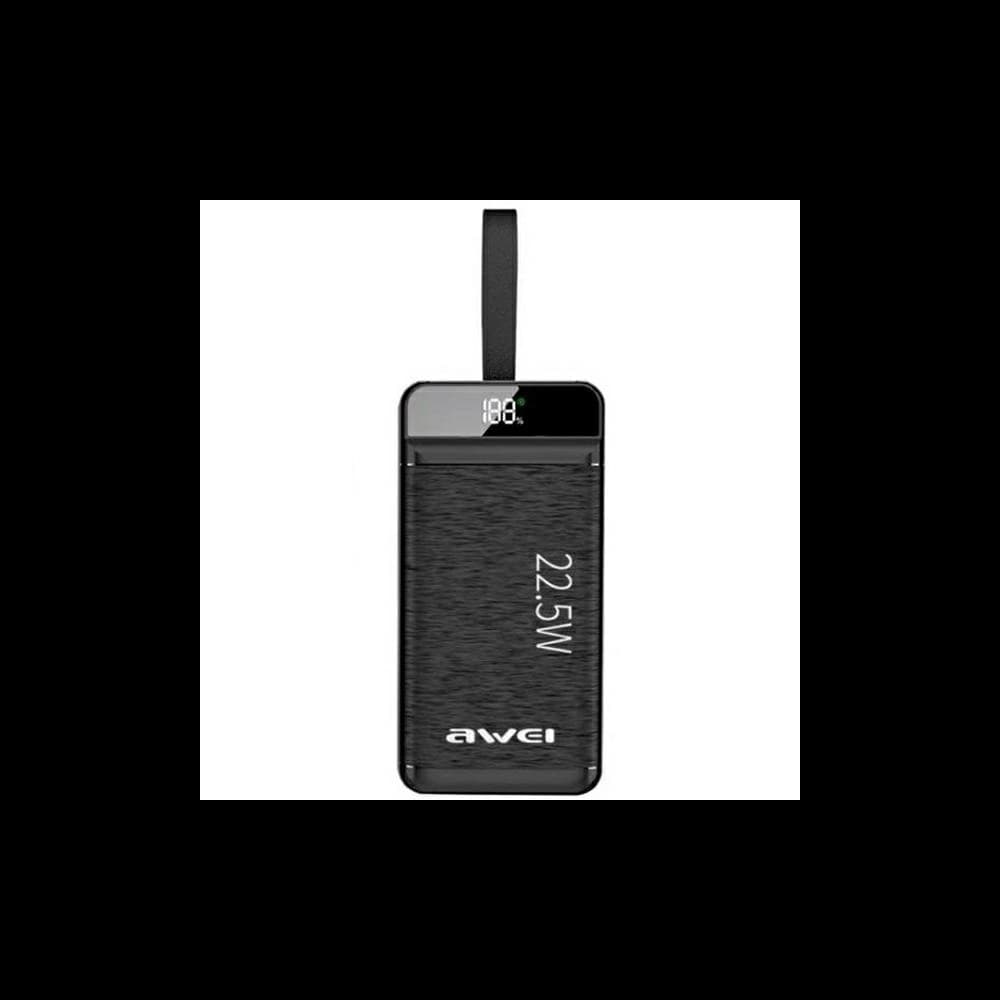 Powerbank AWEI P142K 50000mAh 22.5W negru/black 3xUSB/PD/Lightning display + lampă LED - 2