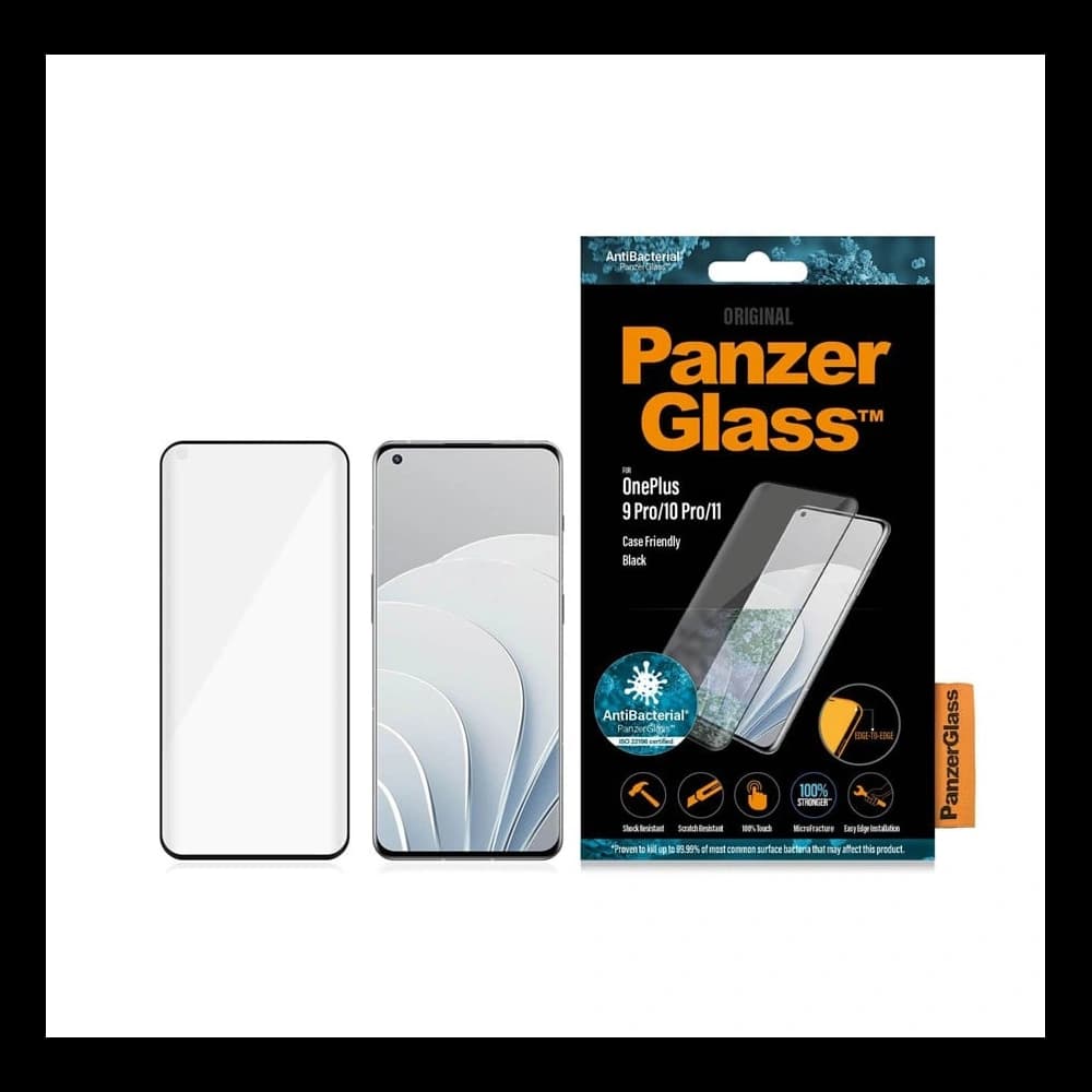 PanzerGlass E2E Microfracture OnePlus 9 Pro Case Friendly black Antibacterial - 1